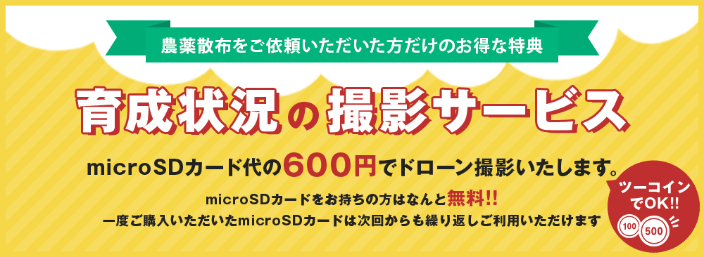 農薬散布をご依頼いただいた方だけのお得な特典 育成状況の撮影サービス